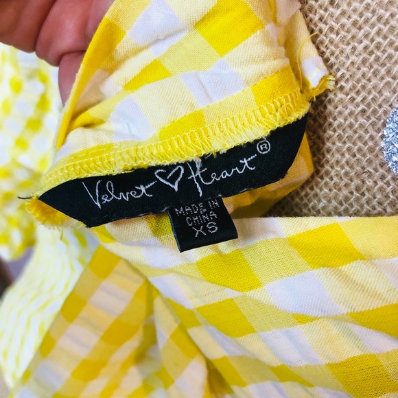 Velvet Heart Yellow Gingham Blouse Size XS - Picture 7 of 7